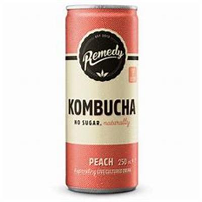 Remedy Kombucha Peach 250ml can